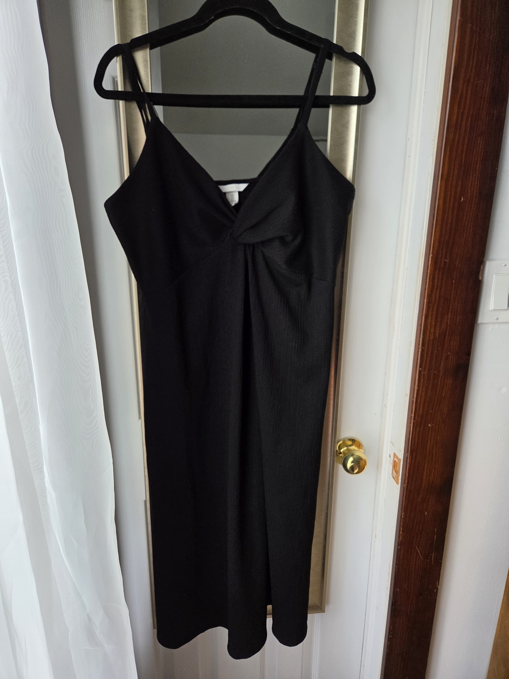 H&M Black Twist-Front Spaghetti-Strap Midi Dress